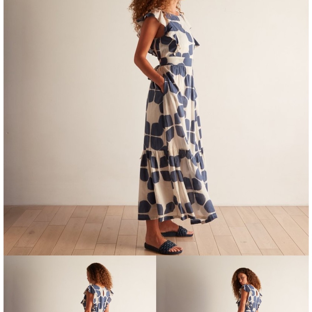 Blue and White Patterned Maxi Dress